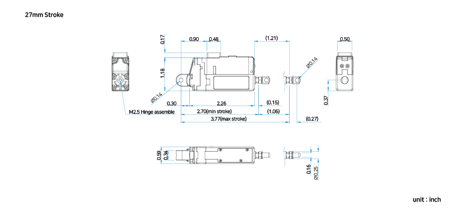 제원 12Lfxx27 inch mightyZAP Micro Linear Actuator