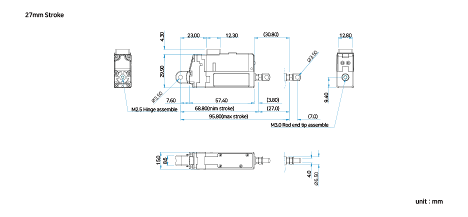 제원 12Lfxx27 mm mightyZAP Micro Linear Actuator