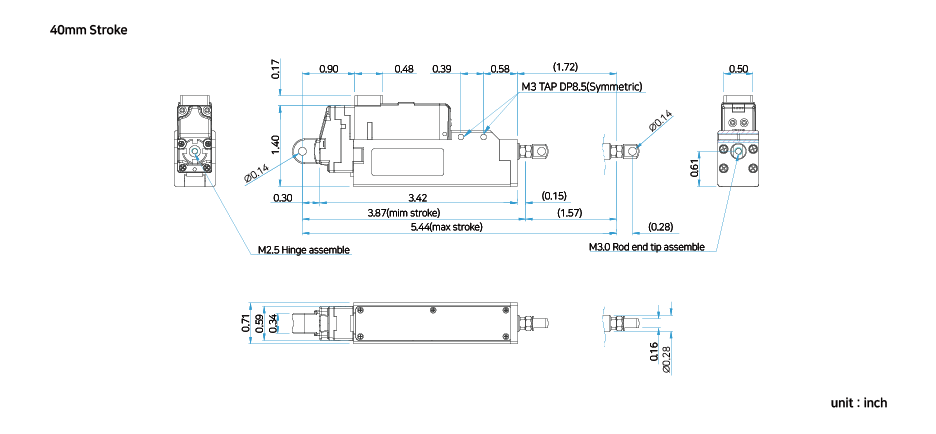 제원 12Lfxx40 inch mightyZAP Micro Linear Actuator