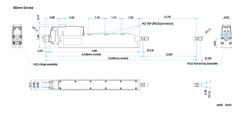 제원 12Lfxx90 inch mightyZAP Micro Linear Actuator