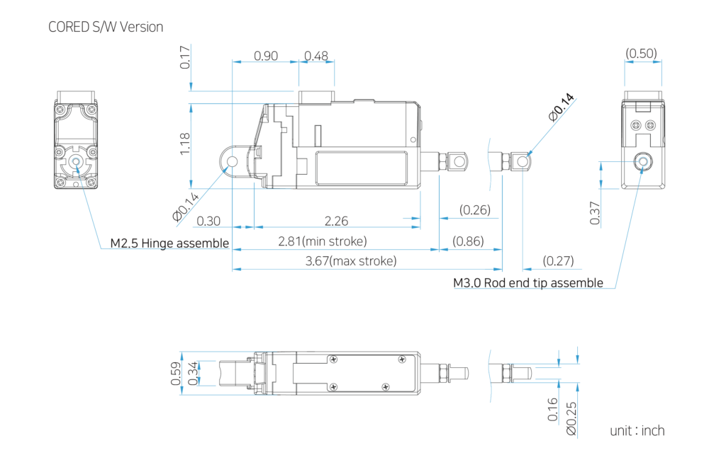 Limit Switch Lineup 제원inch22mm cored mightyZAP Micro Linear Actuator