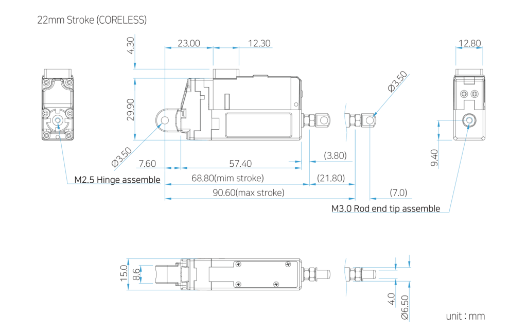 Limit Switch Lineup 제원mm22mm coreless mightyZAP Micro Linear Actuator