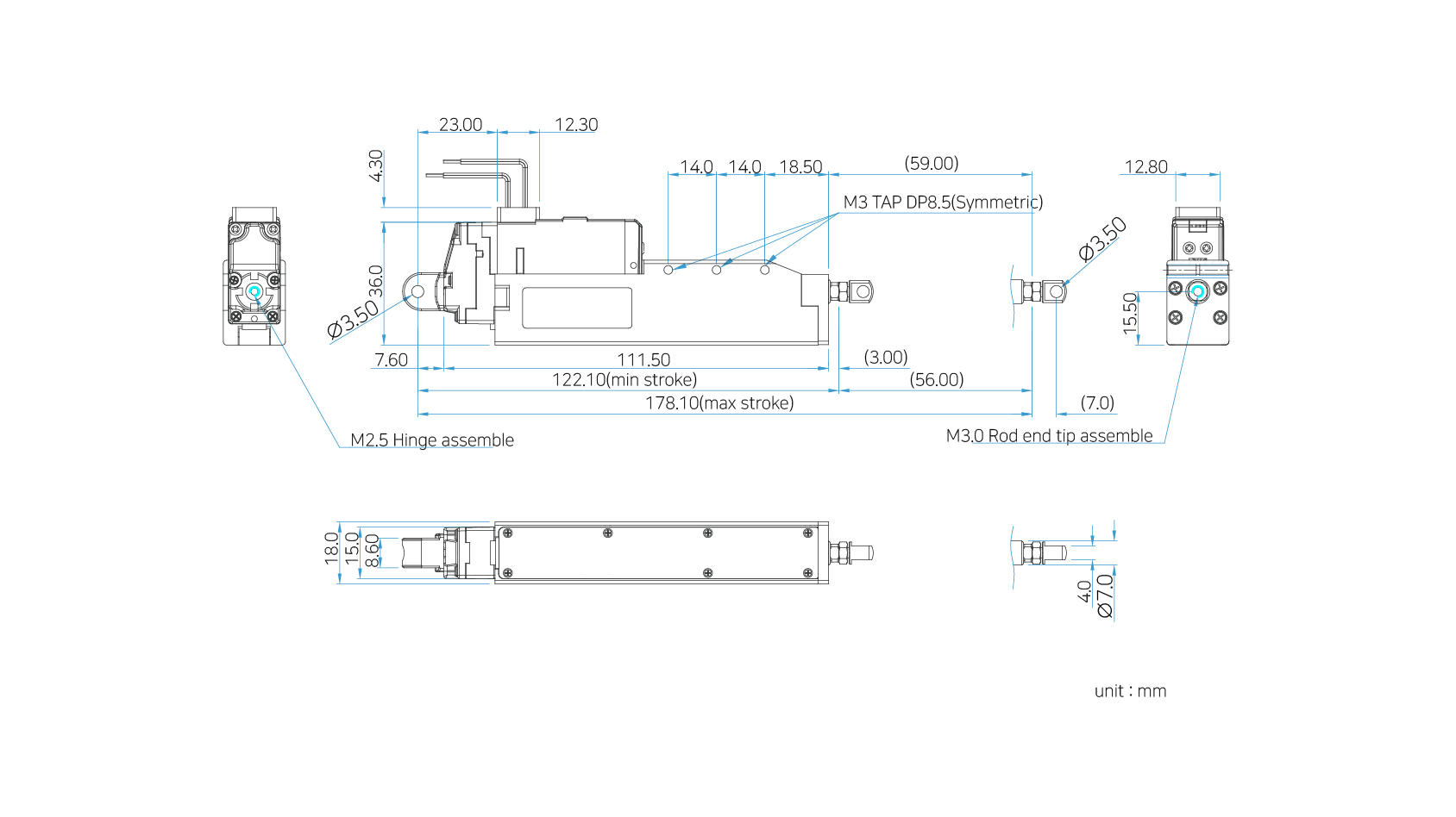 12Lbxx60mm mightyZAP Micro Linear Actuator